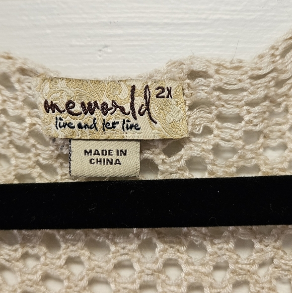 One World Beige Knit Poncho with Fringe Size 2XL - Picture 2 of 7